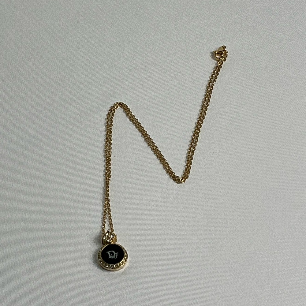 Authentic Vintage Christian Dior Crystal & Enamel Pendant Necklace Gold - Picture 5 of 13